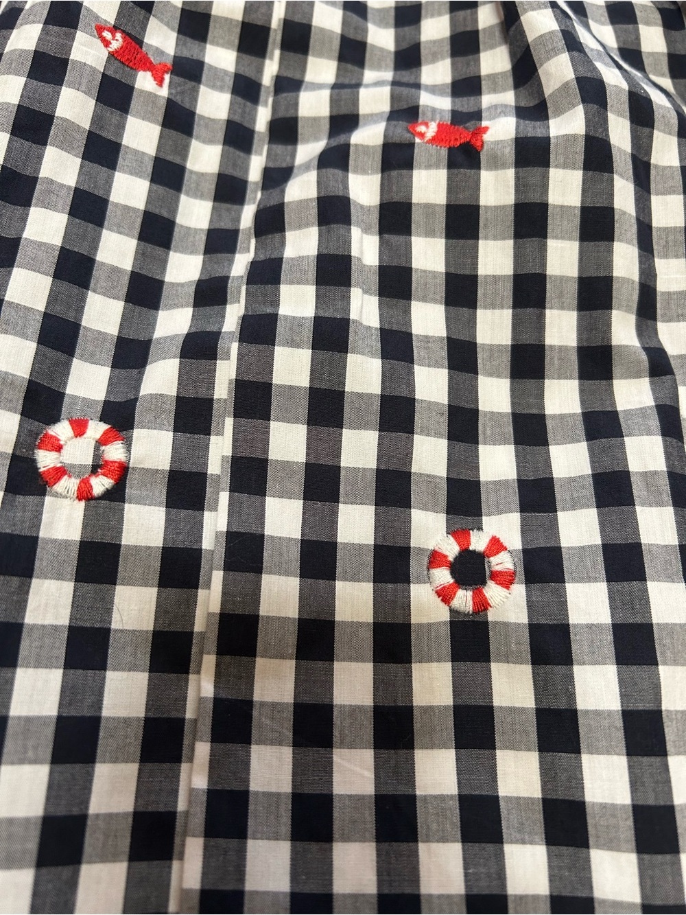Black & White Gingham A-Line Skirt with Subtle Embroidered Accents - Picture 14 of 16